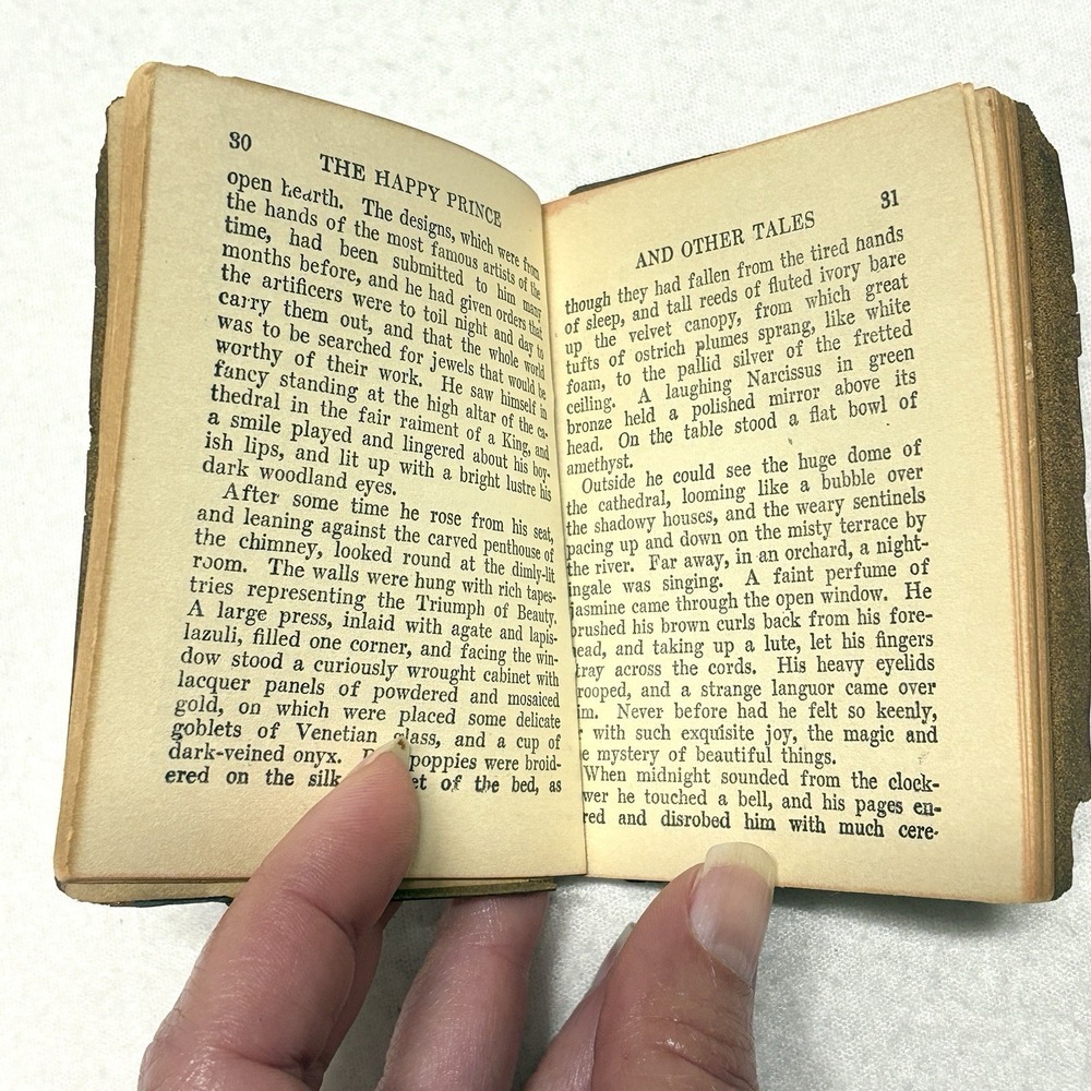 Antique Mini Little Leather Library Books Wilde Happy Prince Coleridge Mariner - Picture 7 of 10